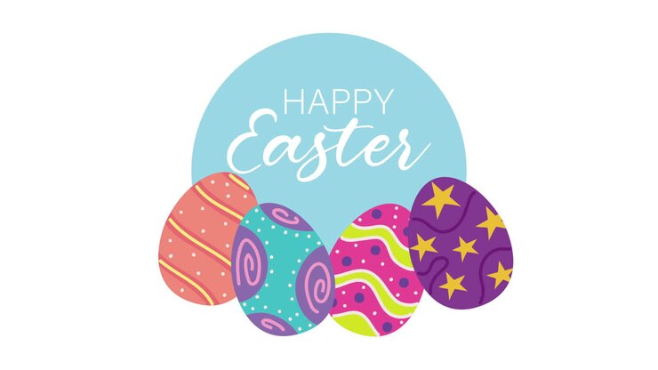 Happy Easter Illustration with Colorful Eggs