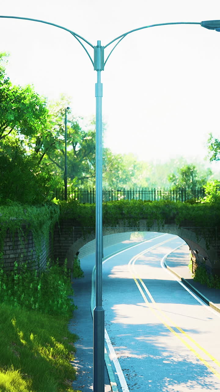 다리 아래로 이어지는 거리와 함께 공원에서 은 날