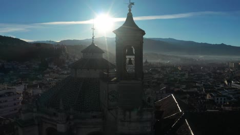 aerial shot of cathedral in granada city in spain