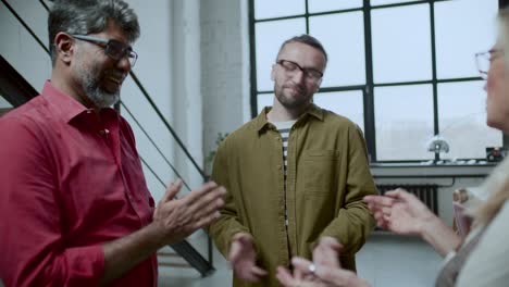 professional business team discussing ideas in modern office