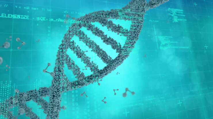 Animation of dna strand spinning and medical data processing