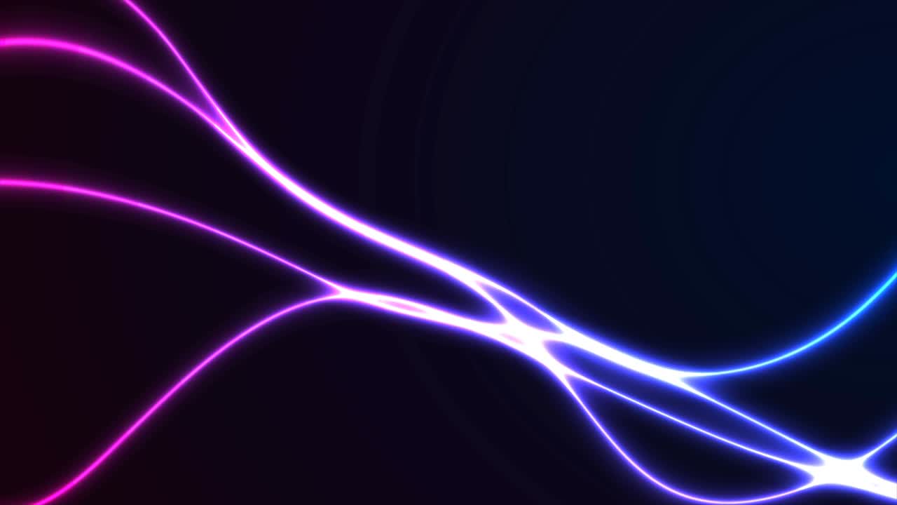 azul púrpura neón brillante líneas onduladas suaves fondo de movimiento abstracto
