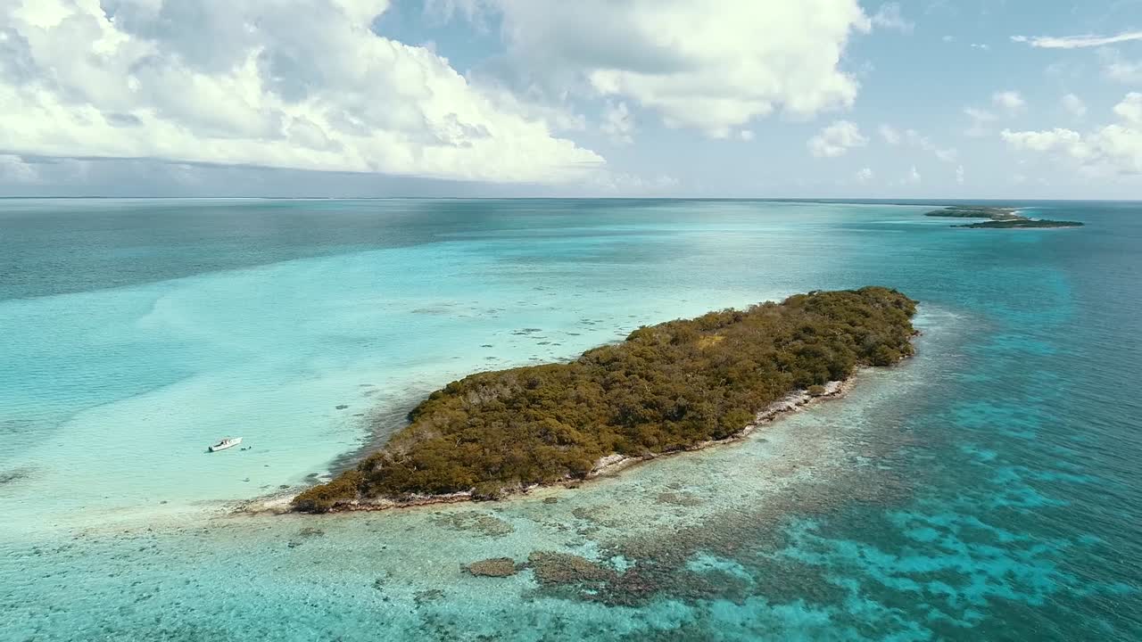Moving forward aerial view of a mangrove-in-boca-de-cote-the-Caribbean-sea.-Video-taken-at-losroques-National-Park-Venezuela