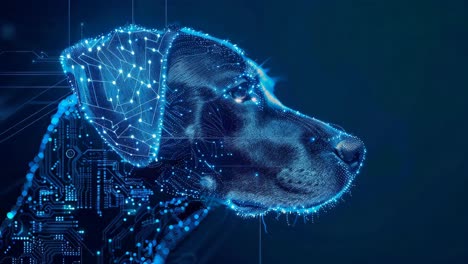 cyberpunk dog in a futuristic city