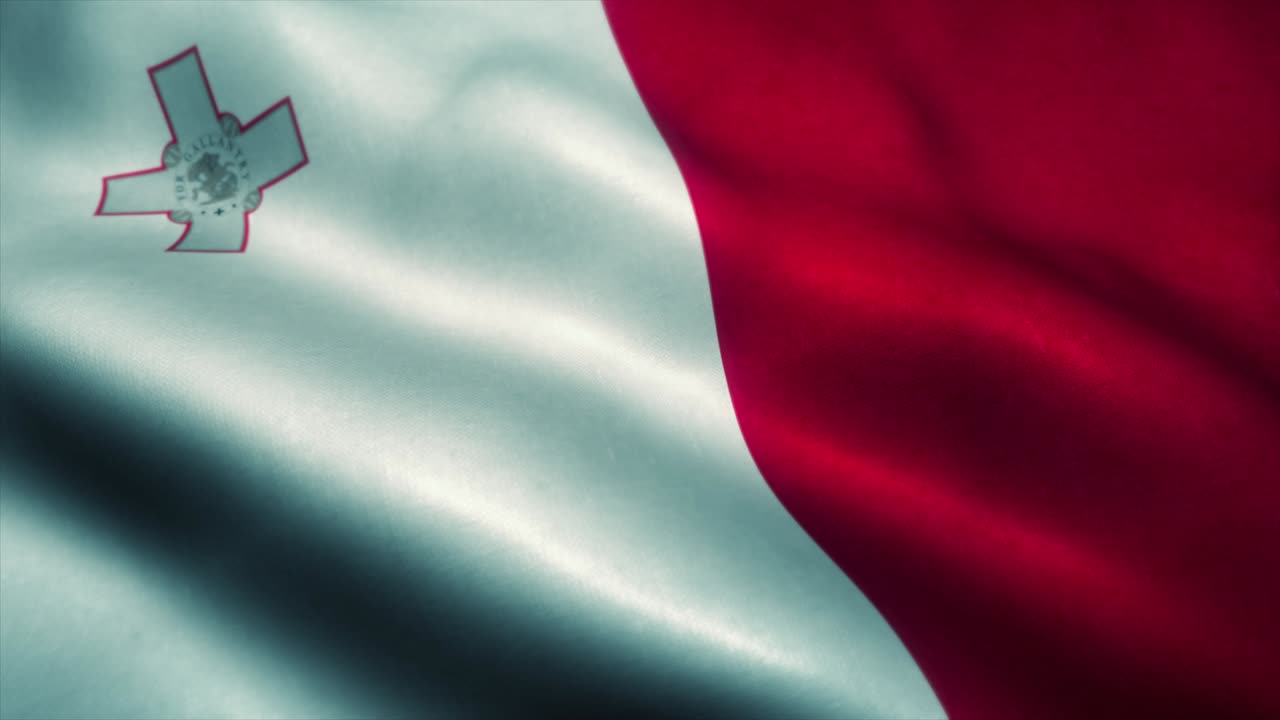 la bandera de malta ondeando en el viento. la bandera nacional de malta. el signo de malta animación de bucle sin costuras. 4k