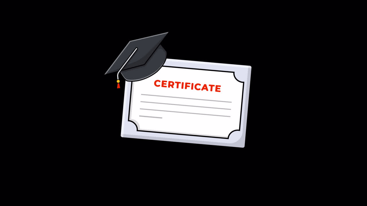 Animated Graduation Cap and Certificate