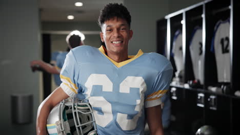 football player in locker room