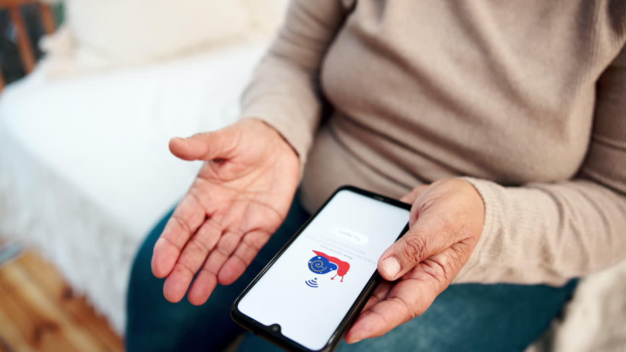 Older woman frustrated with smartphone authentication failure