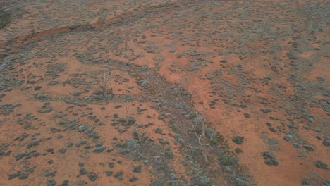 Luftaufnahme-Von-Oben-Nach-Unten,-Outback-Gelände-Aufgrund-Des-Klimawandels,-Australien