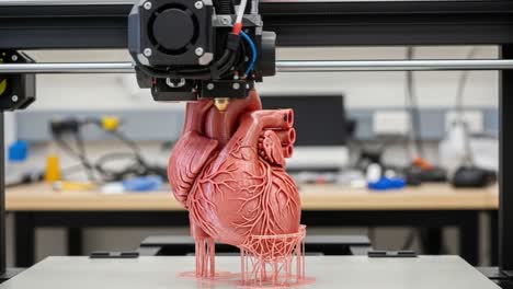 a detailed 3d print of a human heart in progress: an insight into modern technology and bioprinting techniques in medical innovations