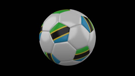 soccer ball with flag tanzania loop 4k with alpha