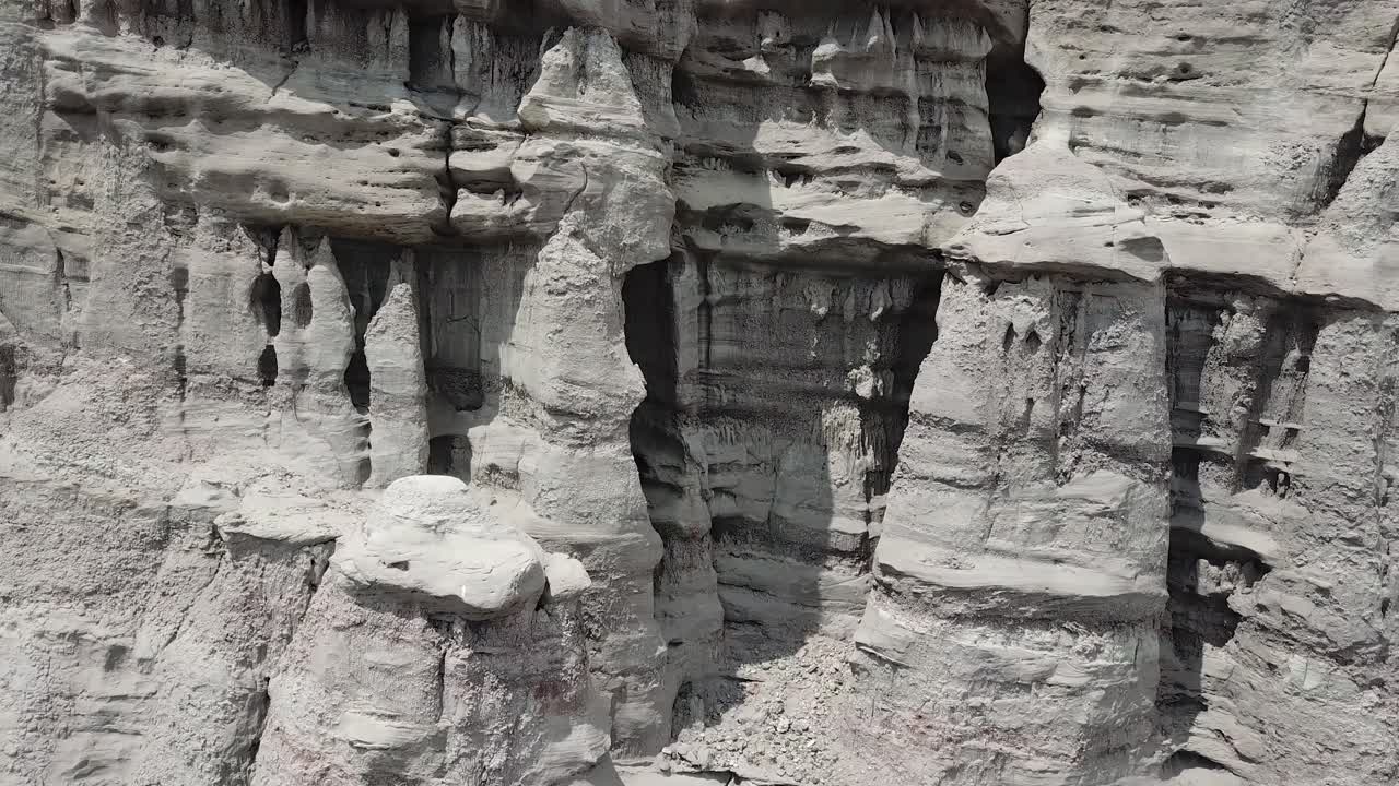 Abstract Rock Formation Pattern, Drone Aerial View of Cliffs in Talampaya Ecoregion, Argentina