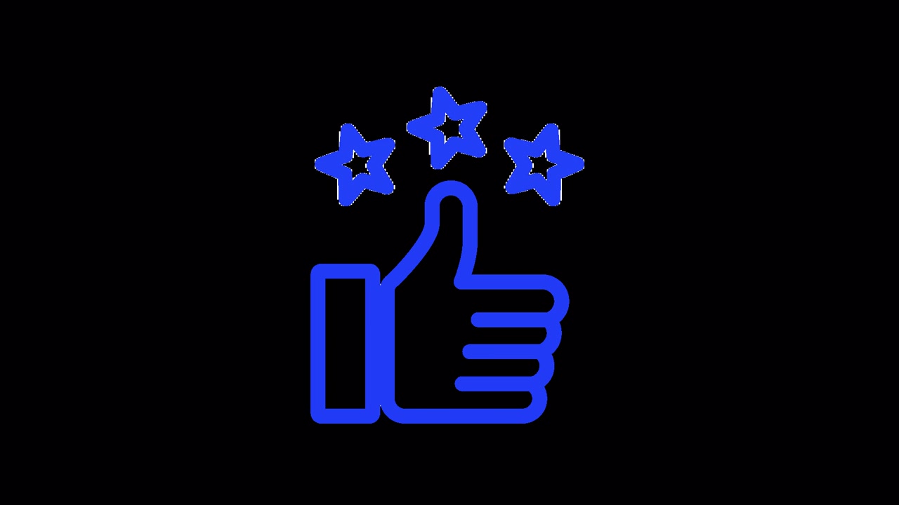 Animated Blue Thumbs Up Icon with Stars Appearing