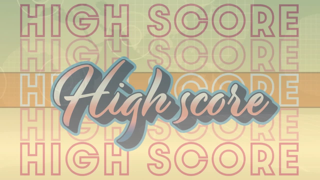 High score text animation with repeating background pattern