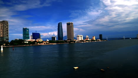 standing and looking in the city da nang. (vietnam)