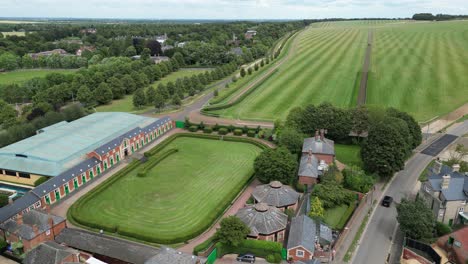 racing horse stables and training rides newmarket suffolk uk aerial drone