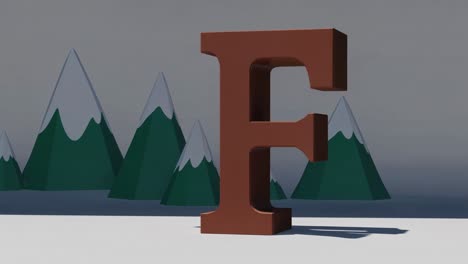 letter f with mountains background