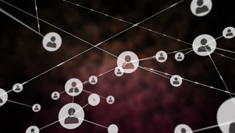 animación de la red de conexiones con las personas iconos sobre fondo oscuro