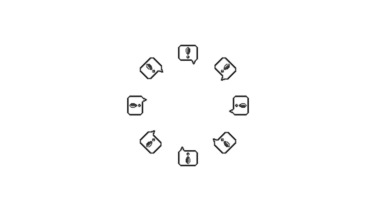 Pixel Art Speech bubble Exclamation mark Spinning Circle Animated Overlay Transparent 30fps (6)