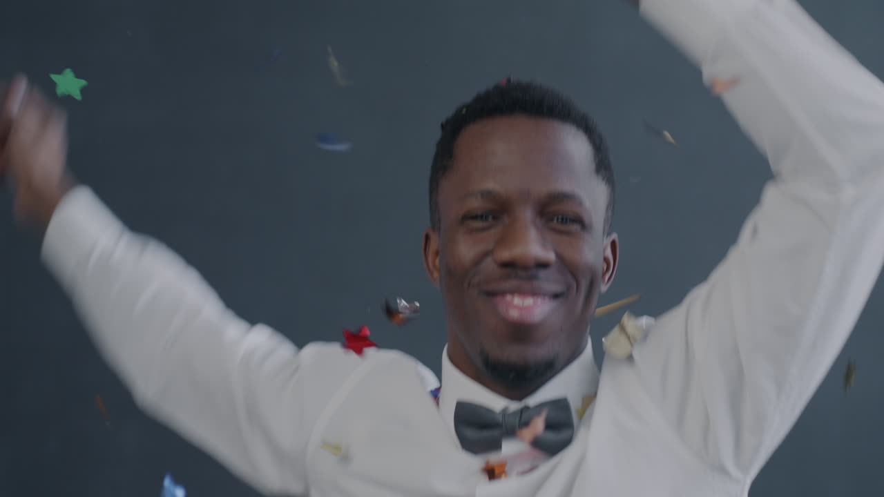 Man Celebrating with Confetti