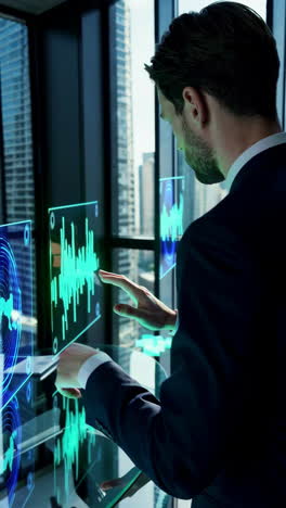 business analysis meeting with interactive data visualization