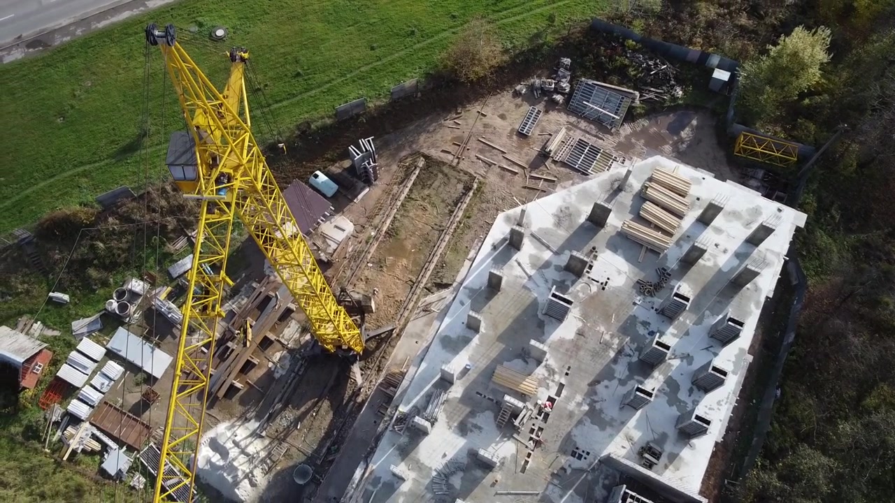 Tower crane on construction plant. Building construction.