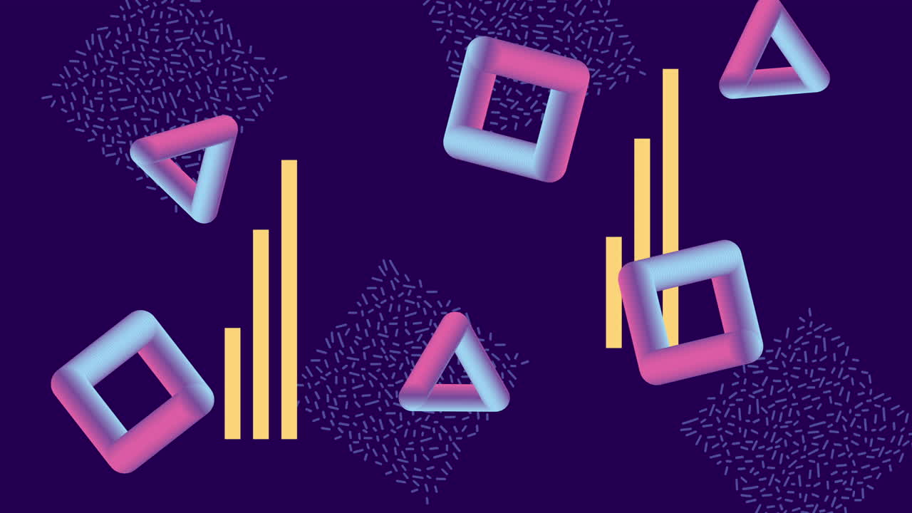colores y figuras geométricas en animación de fondo azul