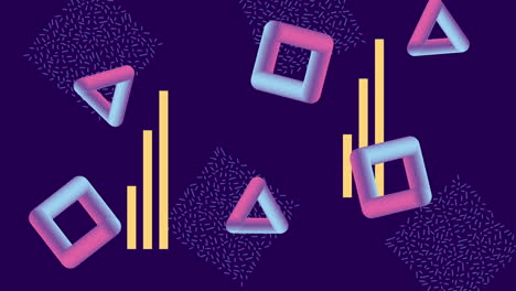 colors lines and geometric figures in blue background animation