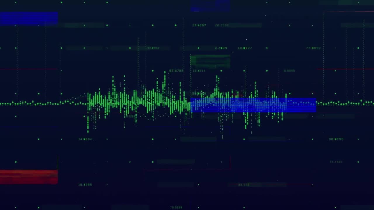 Animation of interference over data processing on black background