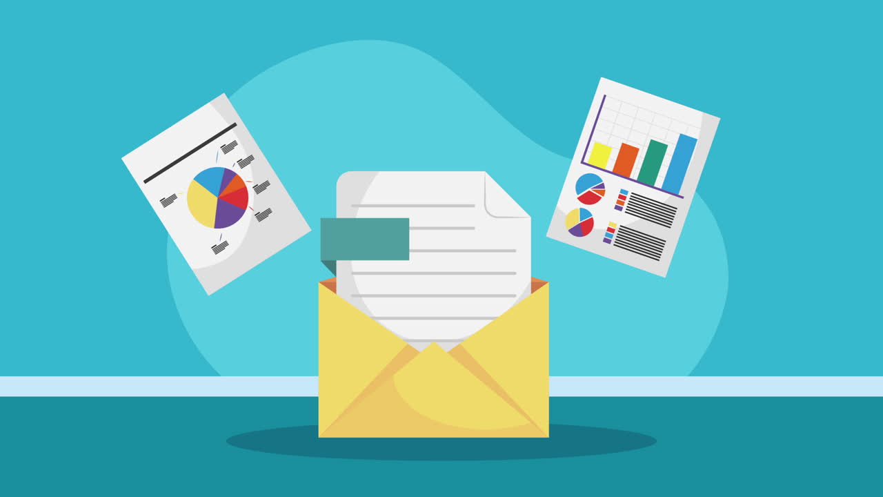 envelope mail with statistics animation