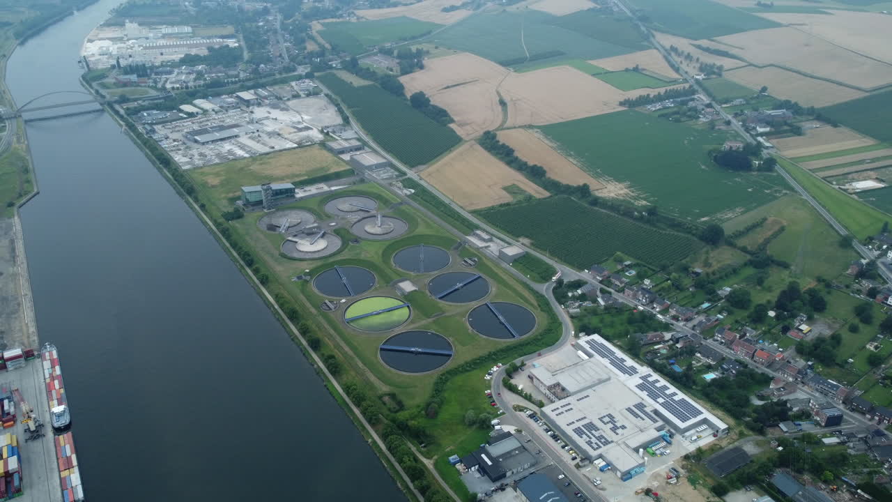 Aerial View of Water Treatment Plant and Surrounding Industrial Park