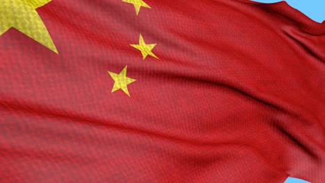 bandera china con textura de tela, balanceándose en el viento. animación del signo chino del símbolo nacional. video sin costuras en bucle en un fondo aislado.