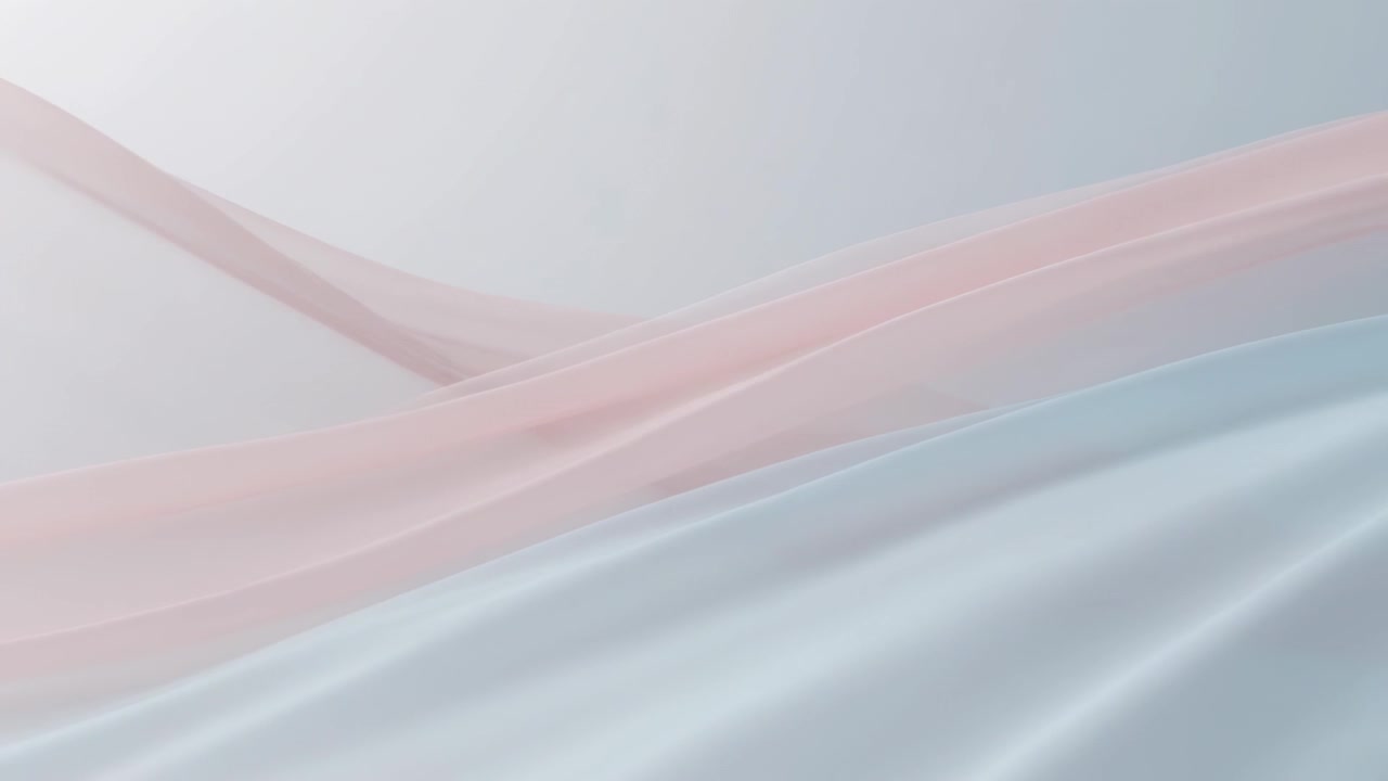 Starting sheer pink and blue ribbons drifting undulating across pale gradient for abstract loop