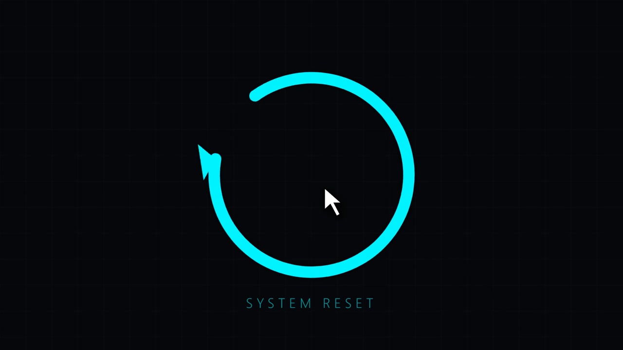 System Reset Loading Icon with Mouse Cursor on Dark Background