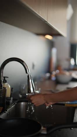 washing dishes in a modern kitchen