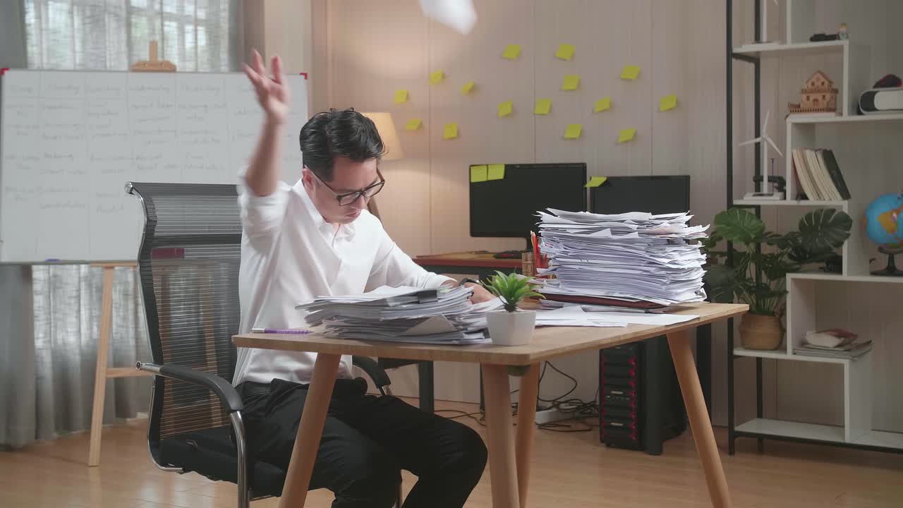 Overwhelmed Businessman in Home Office