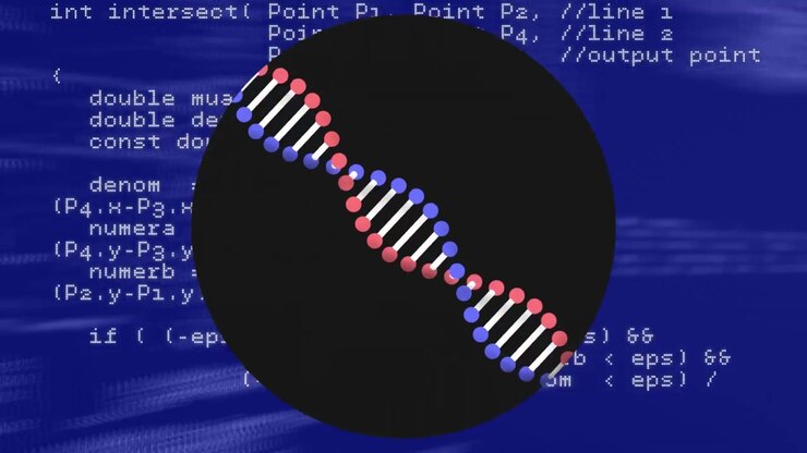 Digitally generated video showcases spinning DNA animation for global science research.