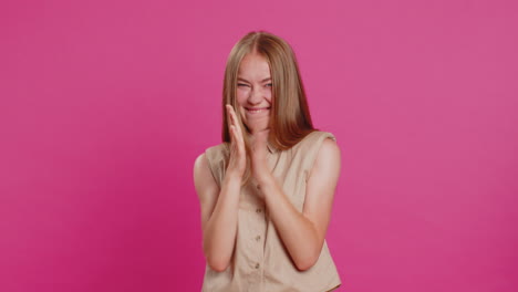 happy young woman celebrating success winning birthday lottery jackpot goal achievemen good news