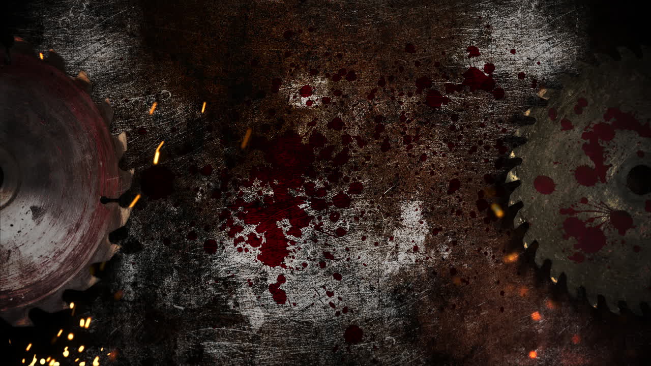 fondo de terror místico con sierra eléctrica y fondo abstracto de sangre oscura
