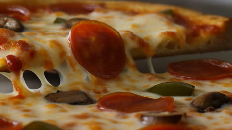 delicious pizza with pepperoni and mushrooms