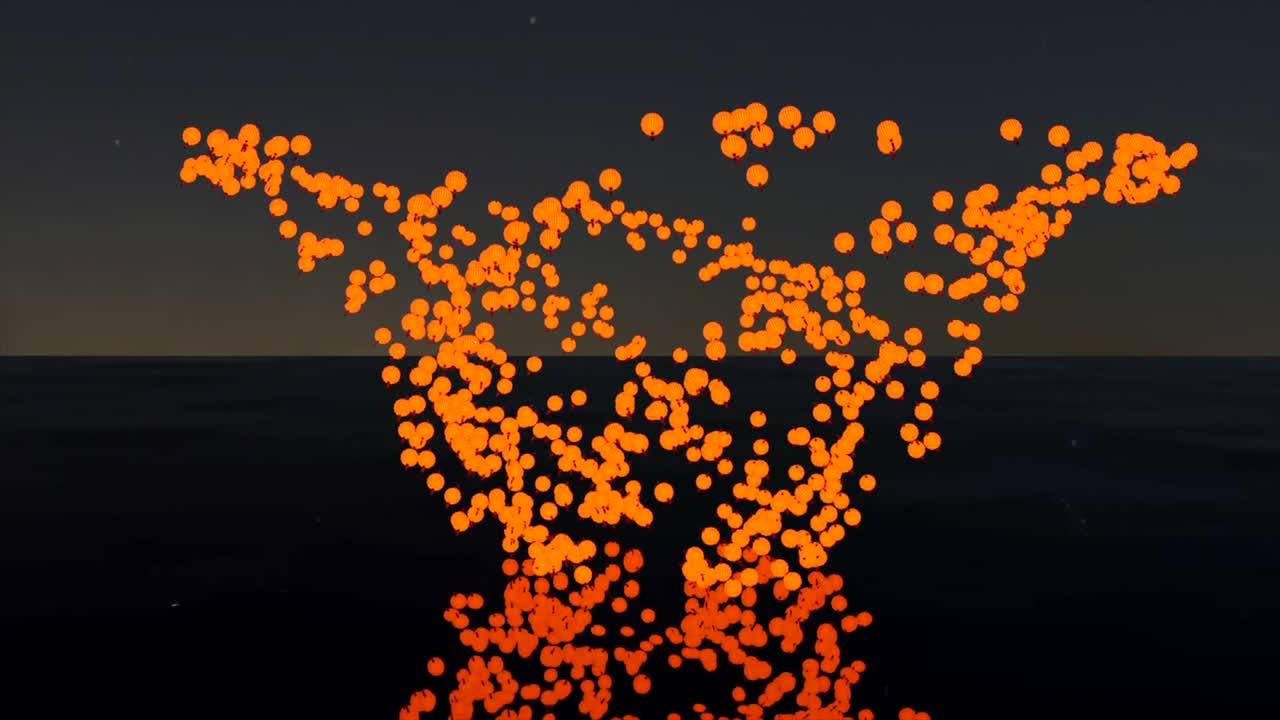 빛나는 입자가 소용돌이에서 상승합니다. 아름다운 3d 점들이 나선형 흐름에서 상승하고, 빛나는 입자의 느린 소용돌이는 소용돌이다.