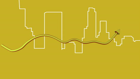 animation of arrow moving over cityscape