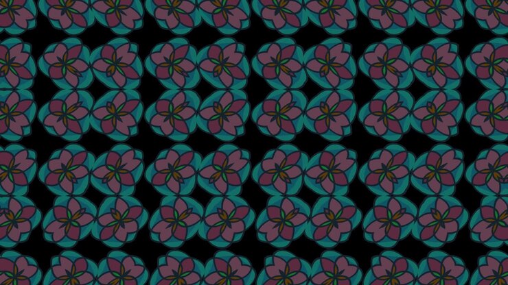 Colored pattern on a minimal black background.