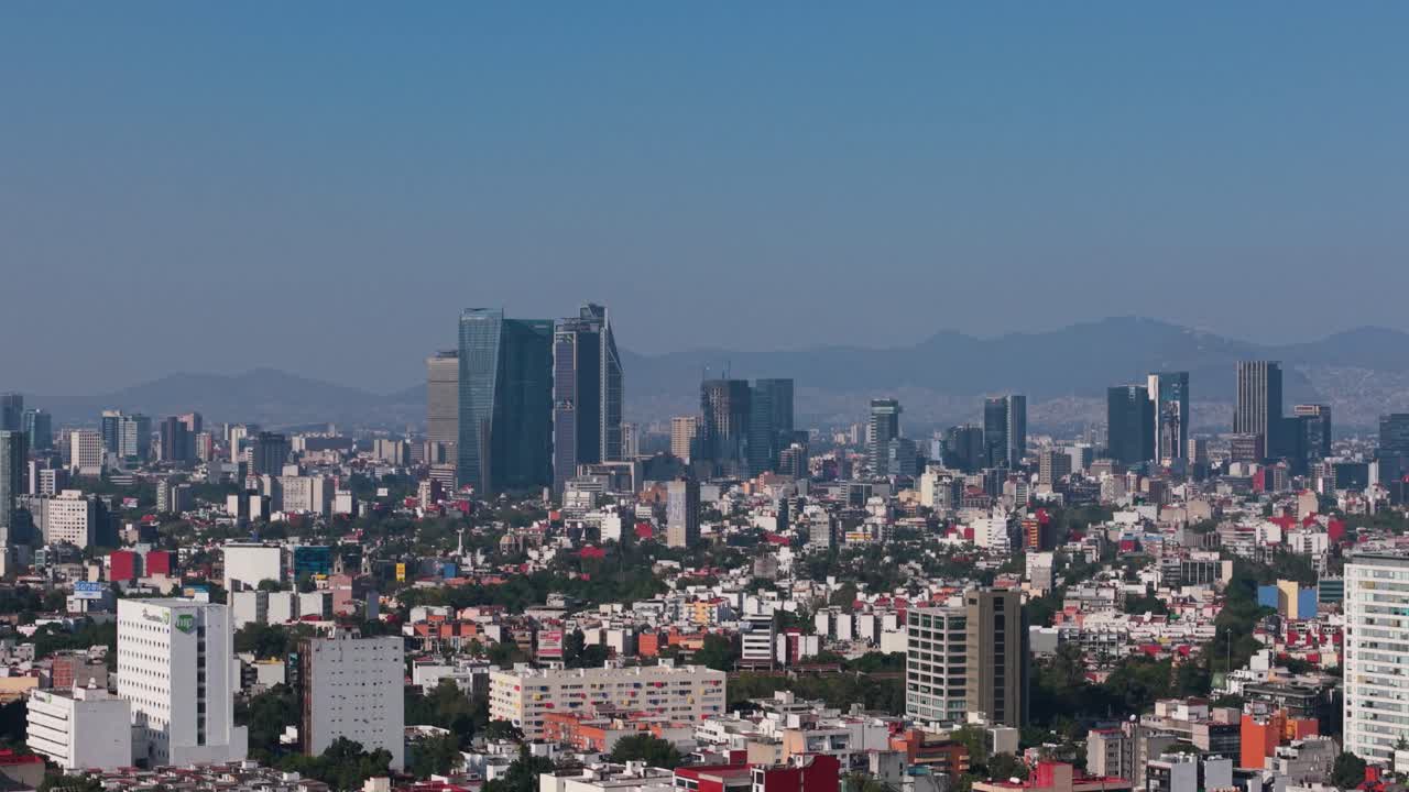 Parallax drone capture showcasing Mexico City under sunny skies