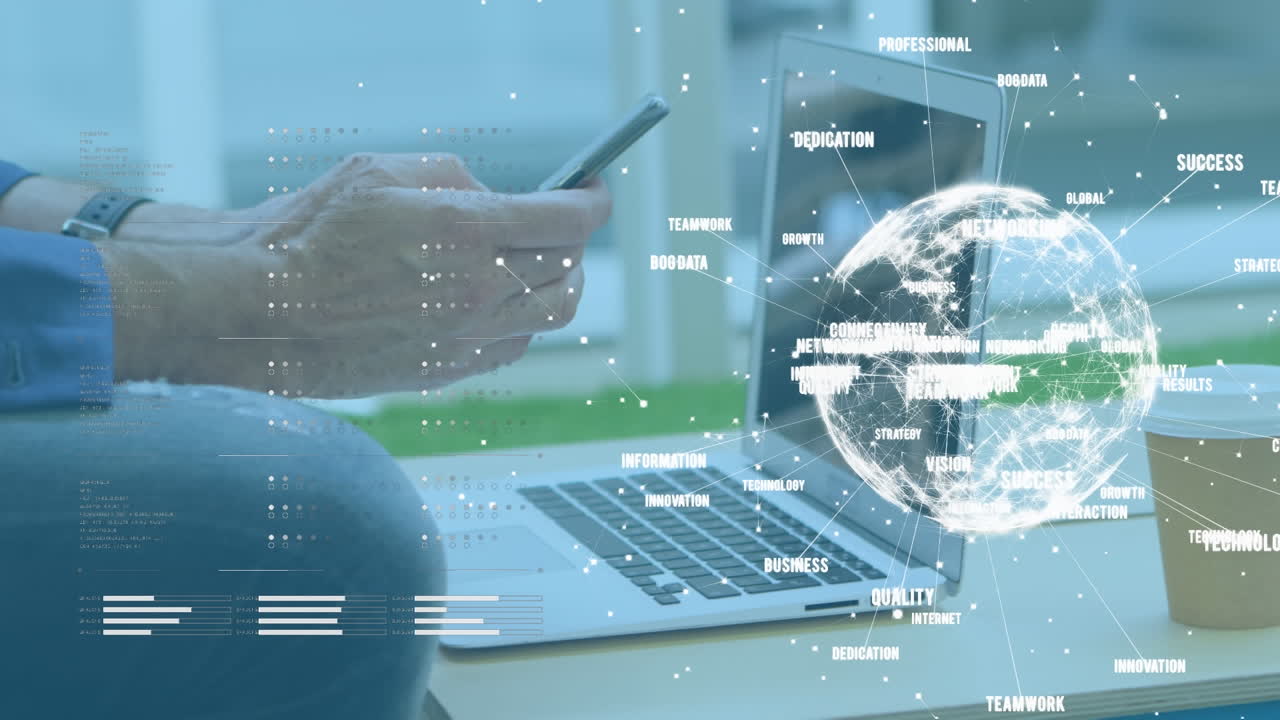 데이터 및 연결 네트워크와 함께 회전하는 지구