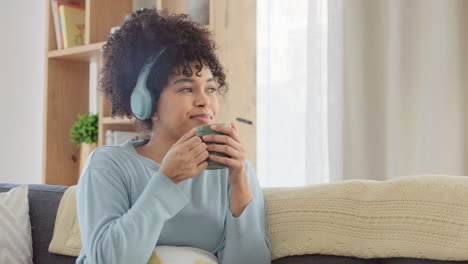 woman listening to music on headphones