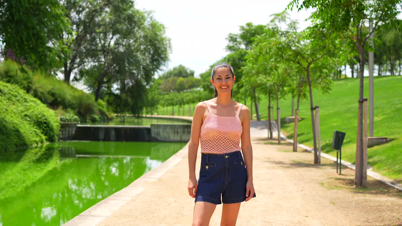 Woman dancing in a park
