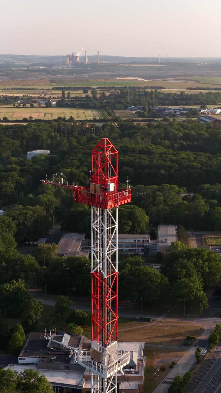 scientific measurement devices at antenna, The Forschungszentrum, Jullch, Germany, research. Aerial vertical video.