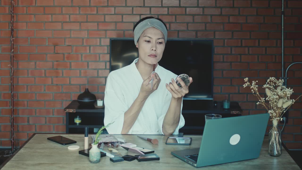 Woman Doing Makeup at Home