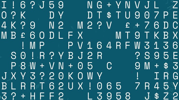 Animaatio silmukoivista numeroista, kirjaimista ja symboleista tietokonekielen ja binäärikoodien päällä